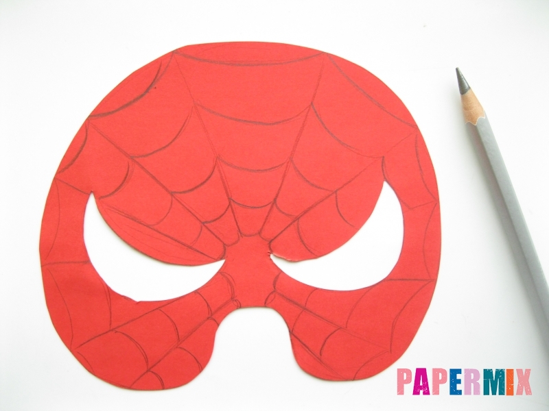 Как сделать маску человека паука из бумаги поэтапно - шаг 5