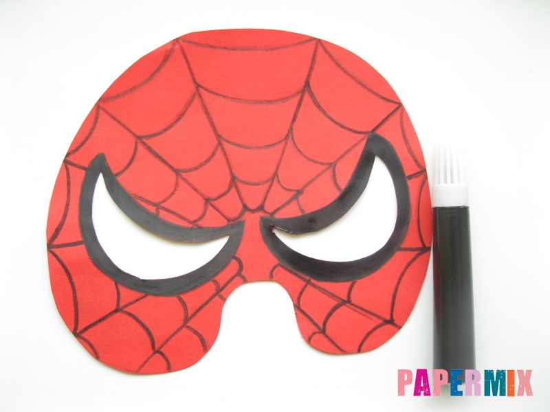 Как сделать маску человека паука из бумаги поэтапно - шаг 6