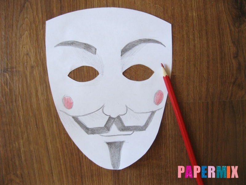 Как сделать маску Гая Фокса из бумаги своими руками - шаг 7