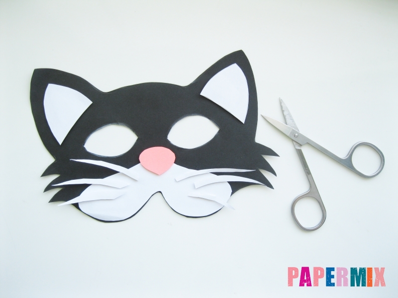 Как сделать маску кошки из бумаги руководство + видео - шаг 7