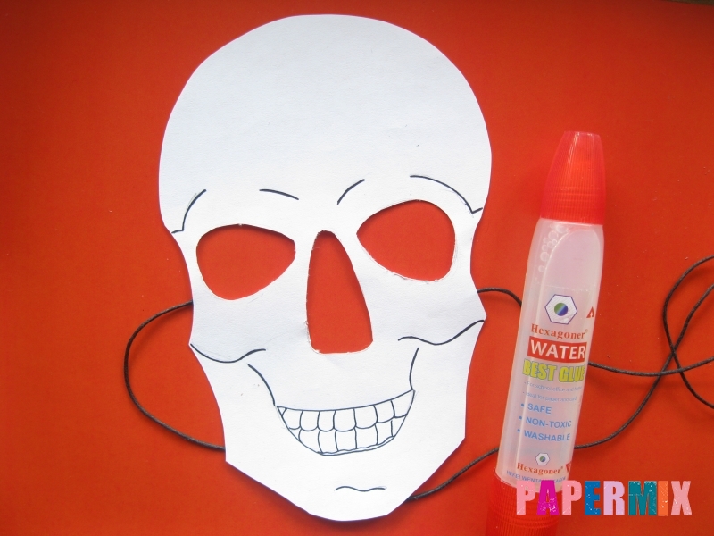 Как сделать маску скелета на хэллоуин из бумаги своими руками - шаг 9