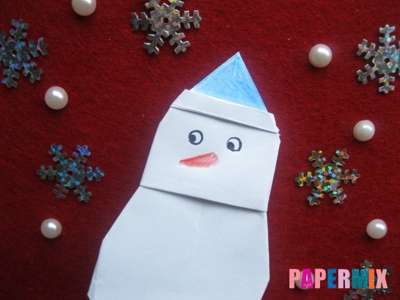 Оригами снеговик из бумаги своими руками - шаг 26