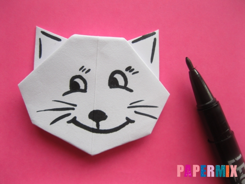 Как сделать голову кошки из бумаги поэтапно - шаг 11