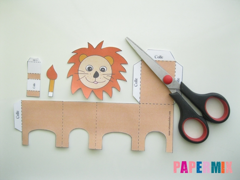 Как сделать объемного льва по шаблону из бумаги - шаг 1