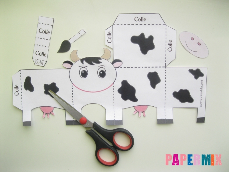 Как сделать объемную корову по шаблону из бумаги - шаг 1